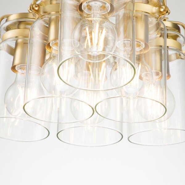 Suspension métal verre 6x E27 en laiton ajustable