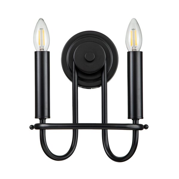 Applique Noir Métal H : 27 cm E14 2 flammes Moderne