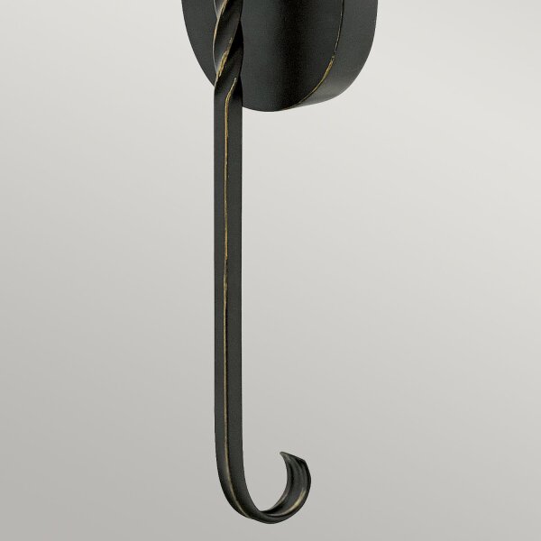 Applique murale verre métal E27 hauteur 58,6 cm noir antique