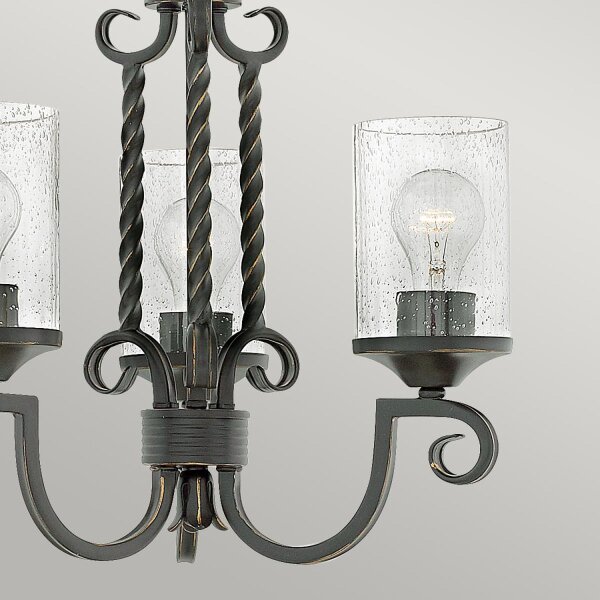 Lustre avec abat-jour L : 42,2 cm Noir Antique Rustique