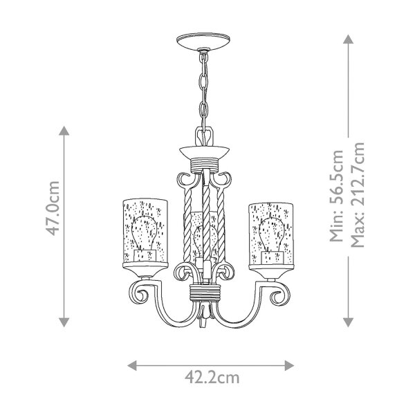 Lustre avec abat-jour L : 42,2 cm Noir Antique Rustique