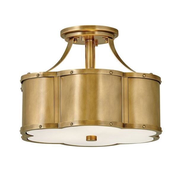 Plafonnier en laiton antique 2x E27 métal verre