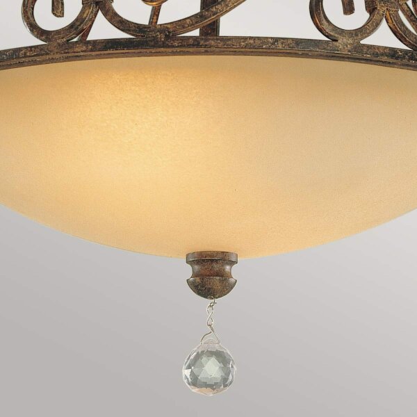 Plafonnier verre métal cristal Ø 39,2 cm rond 2x E27