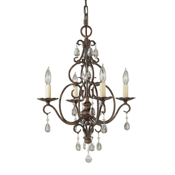 Lustre cristal métal L : 42,2 cm en bronze antique