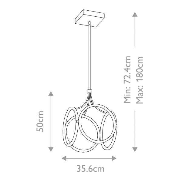 Lampe à suspendre LED métal L : 35,6 cm 3000 K noir