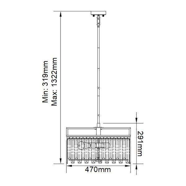 Suspension cristal 4x E27 47 cm de large réglable en hauteur