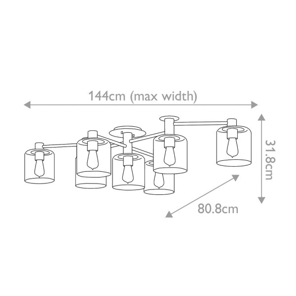 Plafonnier réglable L : 80-144 cm grand métal verre