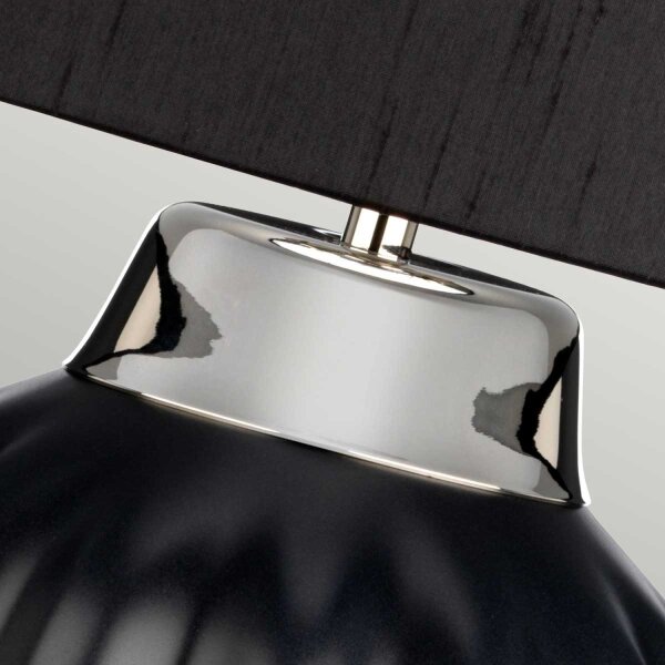 Lampe de table noir argent 56,2 cm de haut E27 céramique tissu