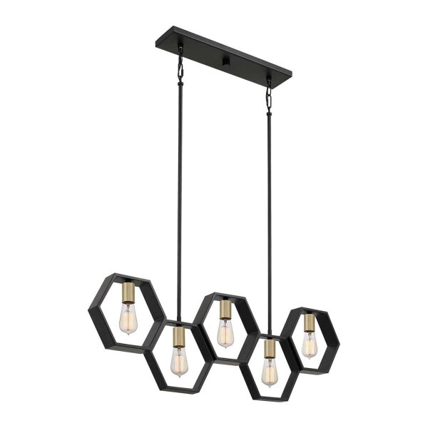 Suspension en métal L : 101,6 cm réglable en hauteur Noir Or