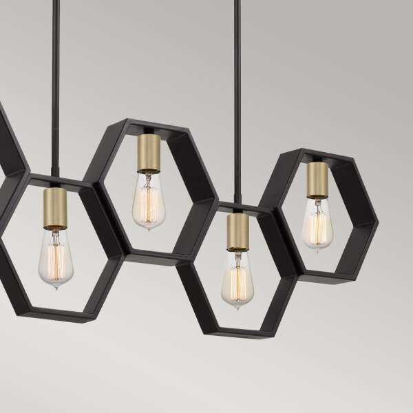 Suspension en métal L : 101,6 cm réglable en hauteur Noir Or