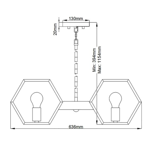 Lampe à suspendre Table de salle à manger métal 63,6 cm de large H : max. 115,4 cm