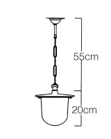 Lampe dextérieur suspendue laiton verre H : max....