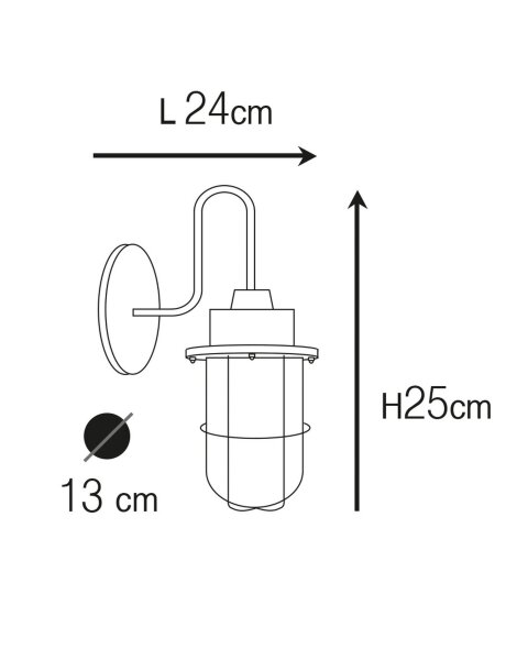 Applique extérieure verre laiton véritable E27 IP64 H : 25 cm Maritim