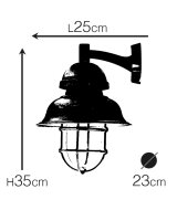 Lampe dextérieur mur laiton verre hauteur 35 cm...
