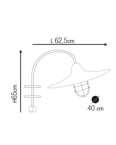 Grande applique extérieure laiton verre E27 IP54 H : 65 cm
