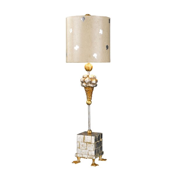 Lampe de table AMIN feuille dargent 102cm Ø23cm Lampe de sol