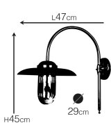Applique extérieure laiton verre E27 IP44 H : 45...