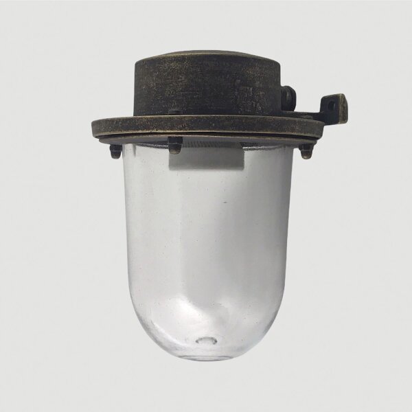 Lampe dextérieur murale laiton véritable verre H : 18 cm IP64 pour E27