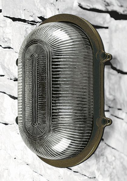 Applique extérieure laiton verre strié E27 IP64 L : 26 cm