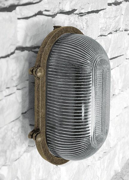 Lampe de cave laiton véritable verre 26 cm de large IP64 E27