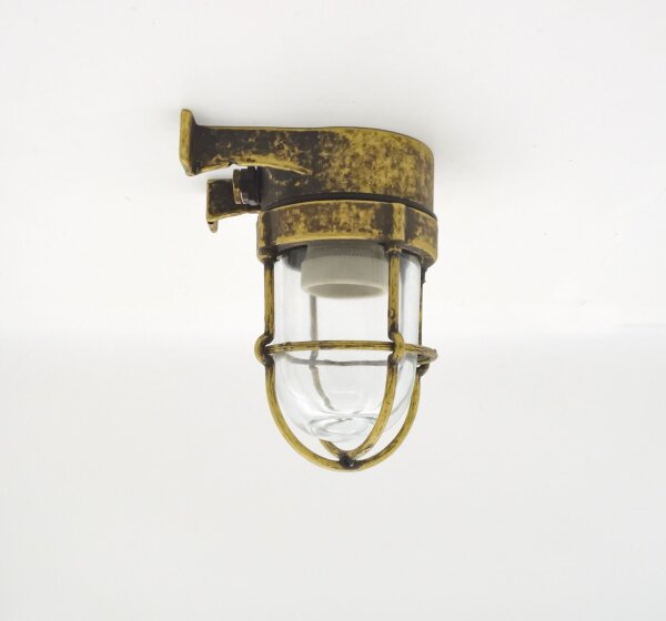 Lampe dextérieur mur verre laiton E27 IP64 H : 16,5 cm