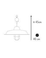 Lampe dextérieur laiton verre D : 46 cm IP44 en...