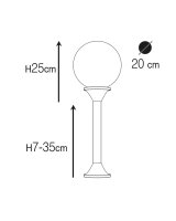 Lampe dextérieur Boule Abat-jour 60 cm de haut...