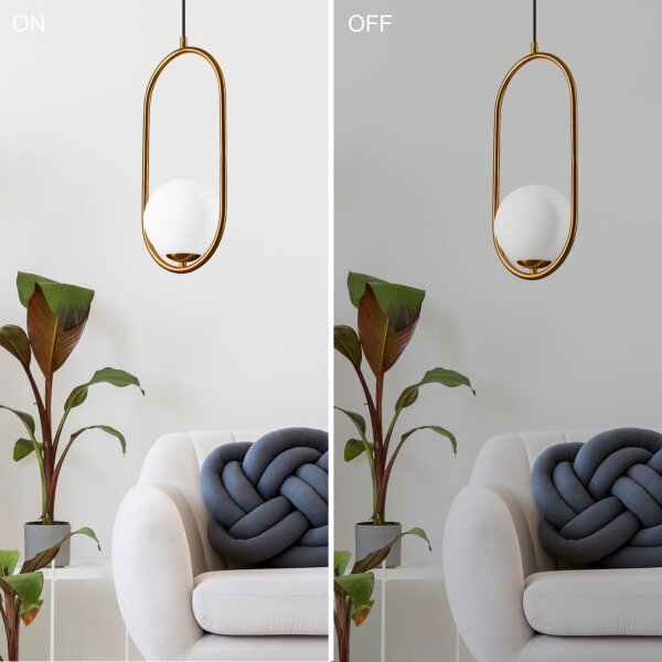 Lampe à suspendre Boule de verre Métal en laiton blanc G9 jusquà 5 W