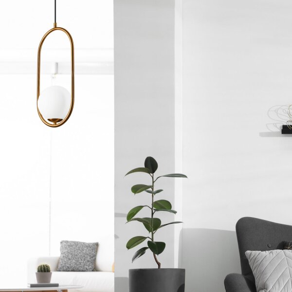 Lampe à suspendre Boule de verre Métal en laiton blanc G9 jusquà 5 W
