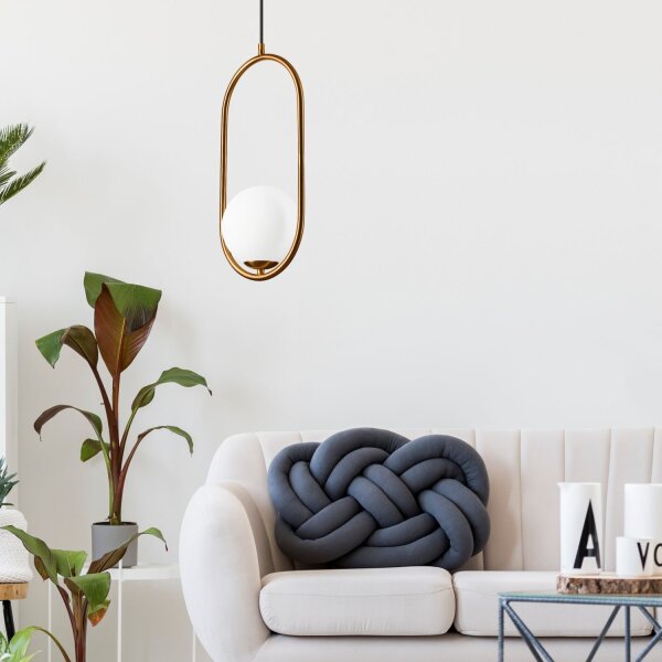 Lampe à suspendre Boule de verre Métal en laiton blanc G9 jusquà 5 W