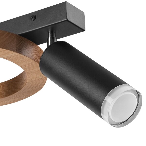 Plafonnier flexible acier bois verre G9 noir blanc