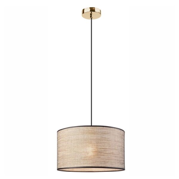 Suspension ronde Abat-jour en tissu doré E27 Ø35 cm