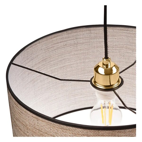 Suspension ronde Abat-jour en tissu doré E27 Ø35 cm