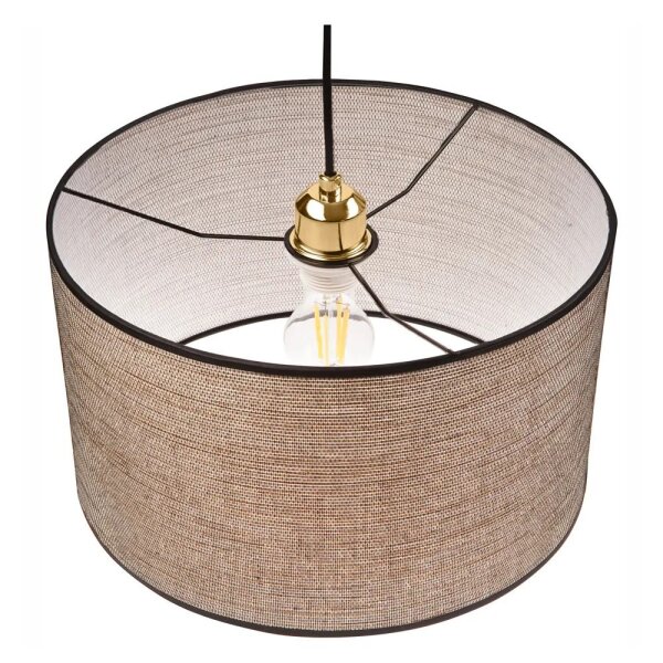 Suspension ronde Abat-jour en tissu doré E27 Ø35 cm
