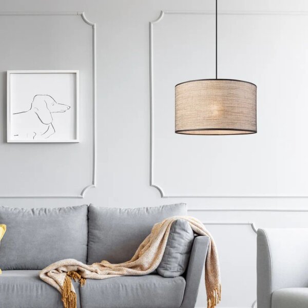 Suspension ronde Abat-jour en tissu doré E27 Ø35 cm