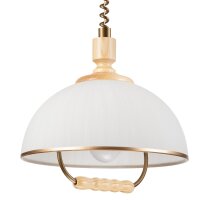 Suspension ronde verre bois E27 Ø30 cm faible...