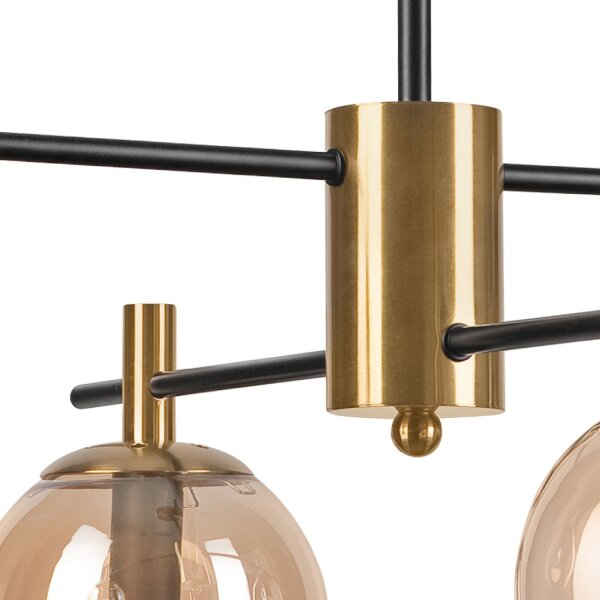Lampe de plafonnier verre métal or noir E14 Moderne