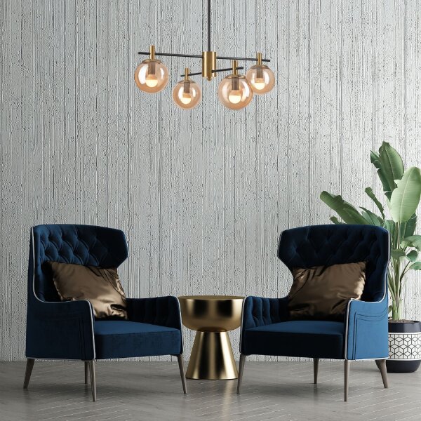 Lampe de plafonnier verre métal or noir E14 Moderne
