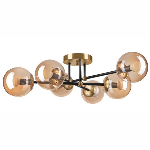 Lampe de plafonnier pauvre en or verre métal 6-flamme E14