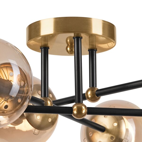 Lampe de plafonnier pauvre en or verre métal 6-flamme E14