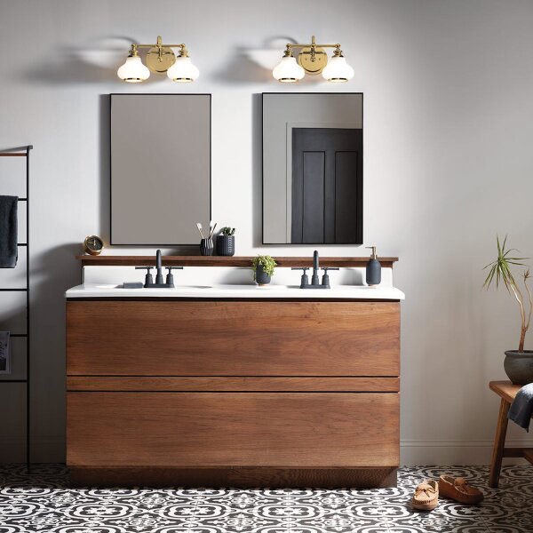 Applique salle de bain métal verre 40,6 cm de large IP44 avec 2x G9 LED