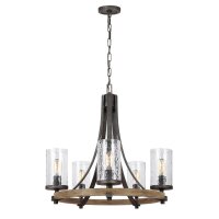 Lustre métal verre D : 61 cm rond Rustique