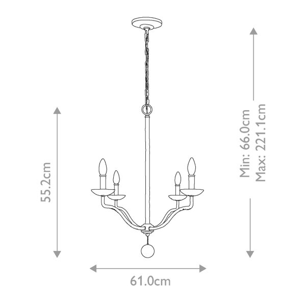Lustre blanc en métal de 61 cm de large pour 4x E14 style campagnard