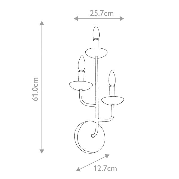 Applique métallique hauteur 61 cm blanc E14 3 flammes EIRA