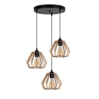 Suspensions en bois E27 L:37 cm Noir Naturel