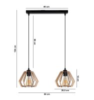Lampe à suspendre décorative en bois E27...