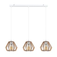 Suspension Scandinave Bois Métal Blanc E27 3-flmg