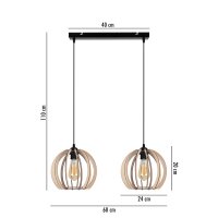 Lampe à suspendre allongée bois...
