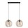 Lampe à suspendre allongée bois métal E27 2 flammes L:60 cm