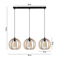 Longue lampe à suspendre bois métal E27...